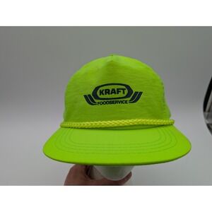 Vintage Sunbelt Kraft Foodservice Neon Green Nylon Snapback Rope Hat OSFA